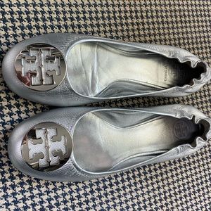 Tory Burch Miller flats silver metallic